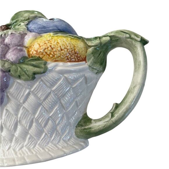Majolica Half Teapot With Fruit Wall Hanging Made in Italy Vintage - Picture 6 of 12